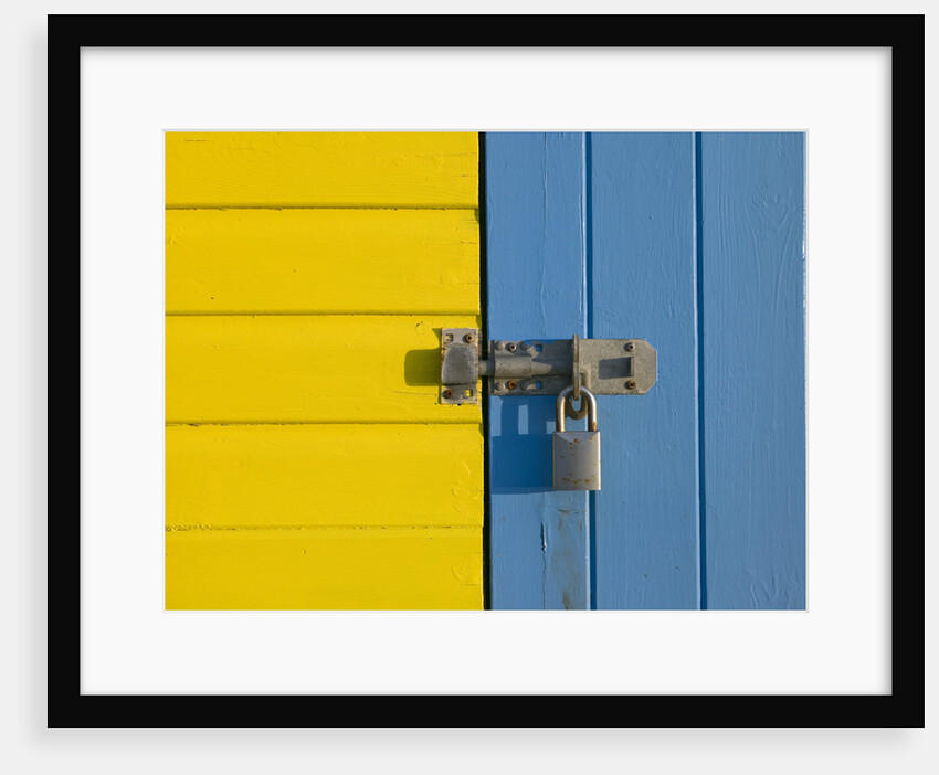 Padlock on beach hut door, Close-up, Littlehampton England by Assaf Frank